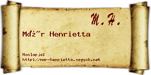 Már Henrietta névjegykártya